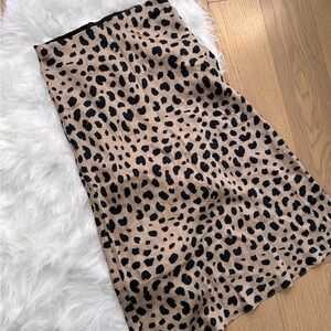Realisation Par Cheetah Animal Print Silk Midi Skirt